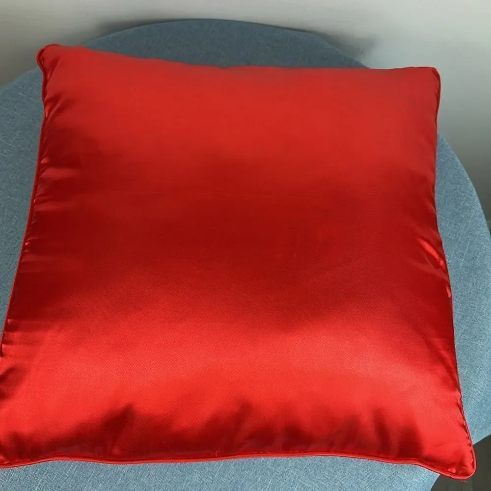 Red Satin Dragon Phoenix Decorative Pillow